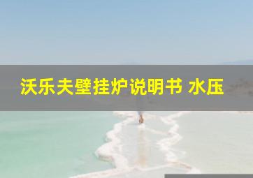 沃乐夫壁挂炉说明书 水压